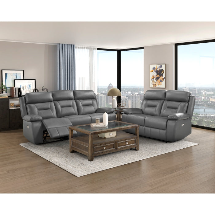 9629DGY-2PW Power Double Reclining Love Seat - 9629DGY-2PW