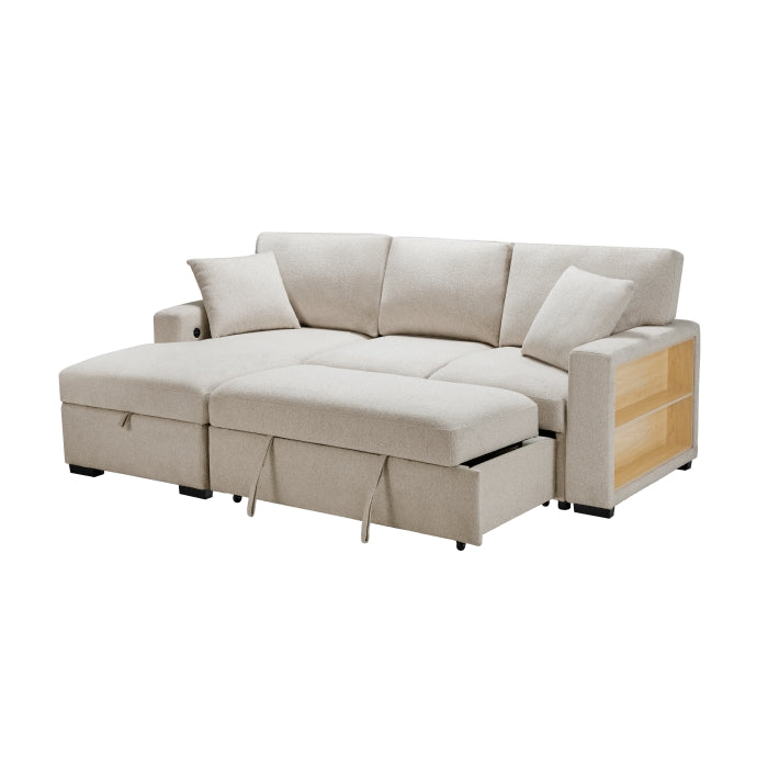 9630BE*2LC2R (2) Sectional with Left Chaise, Pull-out Bed and Hidden Storage, Charging Ports - 9630BE*2LC2R