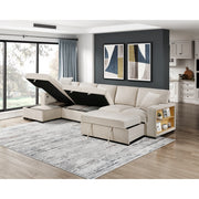 9630BE*3LC2R (3)Sectional with Left Chaise, Pull-out Bed, Hidden Storages  and Shelves, Charging Ports - 9630BE*3LC2R