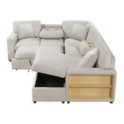 9630BE*42LRC (4)Sectional with Right Chaise, Pull-out Bed, Hidden Storages and Shelves, Charging Ports - 9630BE*42LRC