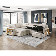 9630BE*42LRC (4)Sectional with Right Chaise, Pull-out Bed, Hidden Storages and Shelves, Charging Ports - 9630BE*42LRC