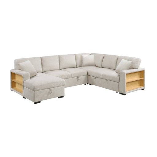 9630BE*4LC2R (4)Sectional with Left Chaise, Pull-out Bed, Hidden Storages and Shelves, Charging Ports - 9630BE*4LC2R