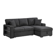 9630BK*22LRC (2)Sectional with Right Chaise, Pull-out Bed, Hidden Storage and Shelves, Charging Ports - 9630BK*22LRC
