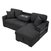 9630BK*22LRC (2)Sectional with Right Chaise, Pull-out Bed, Hidden Storage and Shelves, Charging Ports - 9630BK*22LRC