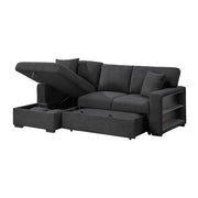 9630BK*2LC2R (2) Sectional with Left Chaise, Pull-out Bed and Hidden Storage, Charging Ports - 9630BK*2LC2R