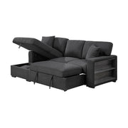 9630BK*2LC2R (2) Sectional with Left Chaise, Pull-out Bed and Hidden Storage, Charging Ports - 9630BK*2LC2R