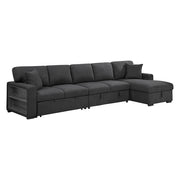 9630BK*32LRC (3)Sectional with Right Chaise, Pull-out Bed, Hidden Storages and Shelves, Charging Ports - 9630BK*32LRC