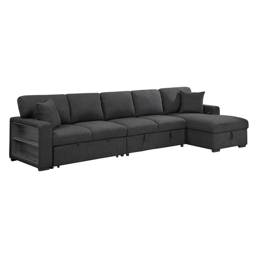 9630BK*32LRC (3)Sectional with Right Chaise, Pull-out Bed, Hidden Storages and Shelves, Charging Ports - 9630BK*32LRC