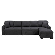 9630BK*32LRC (3)Sectional with Right Chaise, Pull-out Bed, Hidden Storages and Shelves, Charging Ports - 9630BK*32LRC