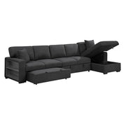 9630BK*32LRC (3)Sectional with Right Chaise, Pull-out Bed, Hidden Storages and Shelves, Charging Ports - 9630BK*32LRC