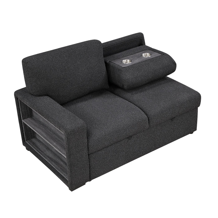 9630BK*32LRC (3)Sectional with Right Chaise, Pull-out Bed, Hidden Storages and Shelves, Charging Ports - 9630BK*32LRC