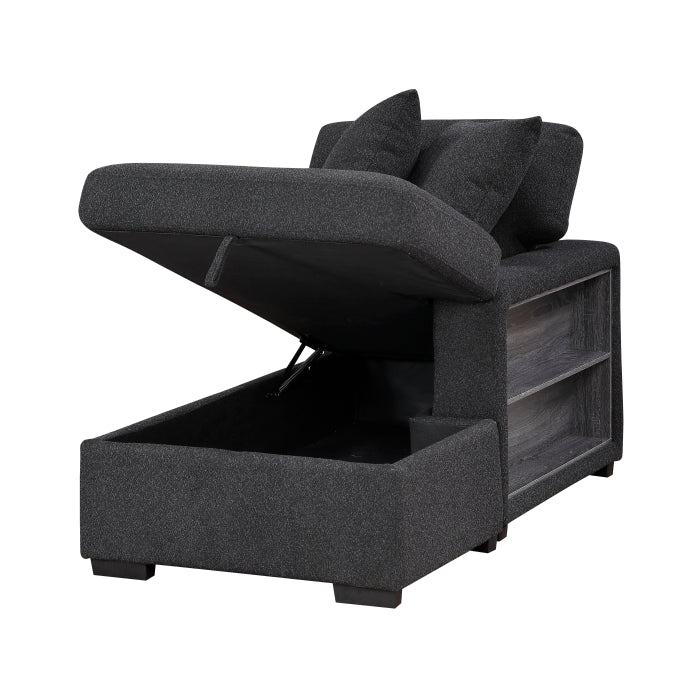 9630BK*32LRC (3)Sectional with Right Chaise, Pull-out Bed, Hidden Storages and Shelves, Charging Ports - 9630BK*32LRC