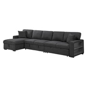 9630BK*3LC2R (3)Sectional with Left Chaise, Pull-out Bed, Hidden Storages  and Shelves, Charging Ports - 9630BK*3LC2R