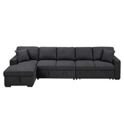 9630BK*3LC2R (3)Sectional with Left Chaise, Pull-out Bed, Hidden Storages  and Shelves, Charging Ports - 9630BK*3LC2R