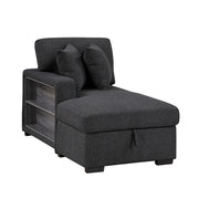 9630BK*3LC2R (3)Sectional with Left Chaise, Pull-out Bed, Hidden Storages  and Shelves, Charging Ports - 9630BK*3LC2R
