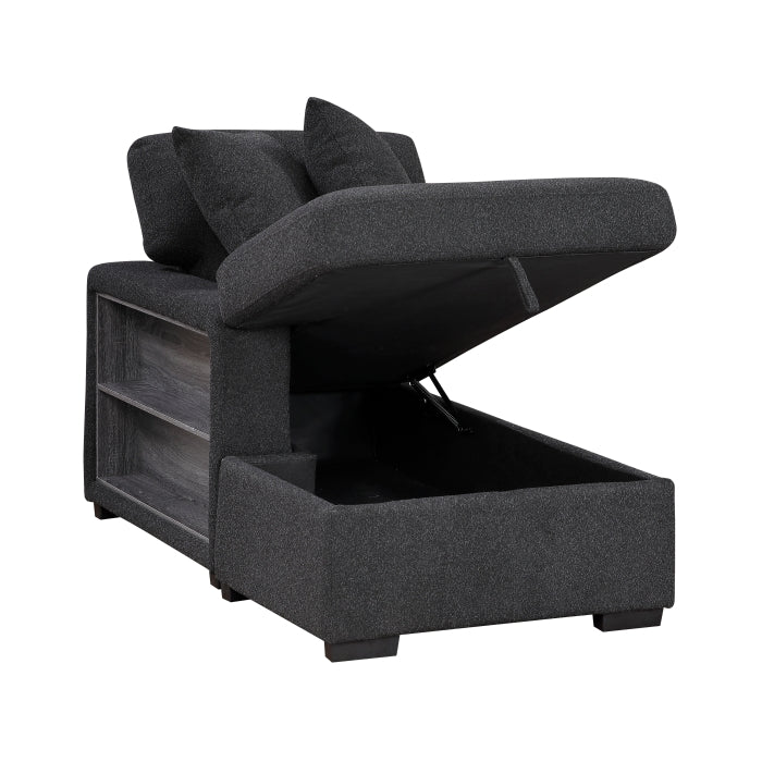 9630BK*3LC2R (3)Sectional with Left Chaise, Pull-out Bed, Hidden Storages  and Shelves, Charging Ports - 9630BK*3LC2R