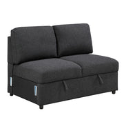 9630BK*3LC2R (3)Sectional with Left Chaise, Pull-out Bed, Hidden Storages  and Shelves, Charging Ports - 9630BK*3LC2R