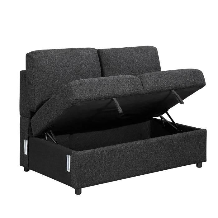 9630BK*3LC2R (3)Sectional with Left Chaise, Pull-out Bed, Hidden Storages  and Shelves, Charging Ports - 9630BK*3LC2R