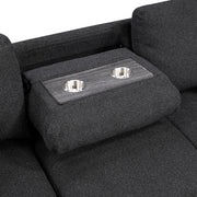 9630BK*3LC2R (3)Sectional with Left Chaise, Pull-out Bed, Hidden Storages  and Shelves, Charging Ports - 9630BK*3LC2R