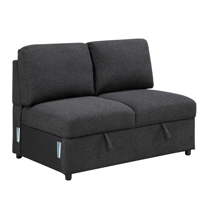 9630BK*4LC2R (4)Sectional with Left Chaise, Pull-out Bed, Hidden Storages and Shelves, Charging Ports - 9630BK*4LC2R