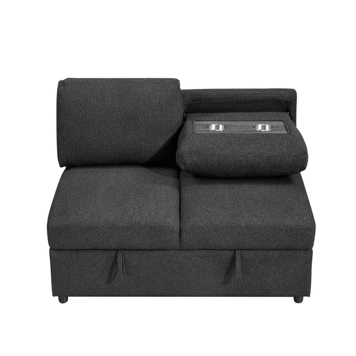 9630BK*4LC2R (4)Sectional with Left Chaise, Pull-out Bed, Hidden Storages and Shelves, Charging Ports - 9630BK*4LC2R