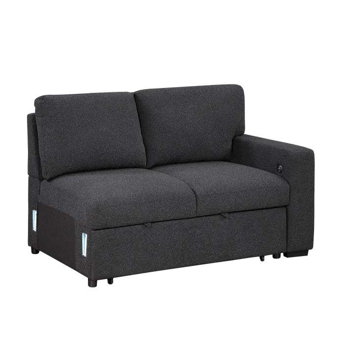 9630BK*4LC2R (4)Sectional with Left Chaise, Pull-out Bed, Hidden Storages and Shelves, Charging Ports - 9630BK*4LC2R