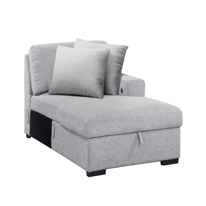 9630GY*22LRC (2)Sectional with Right Chaise, Pull-out Bed, Hidden Storage and Shelves, Charging Ports - 9630GY*22LRC