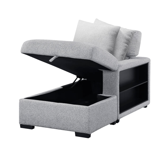 9630GY*22LRC (2)Sectional with Right Chaise, Pull-out Bed, Hidden Storage and Shelves, Charging Ports - 9630GY*22LRC
