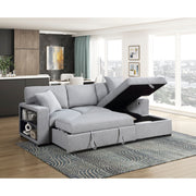 9630GY*22LRC (2)Sectional with Right Chaise, Pull-out Bed, Hidden Storage and Shelves, Charging Ports - 9630GY*22LRC