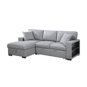 9630GY*2LC2R (2)Sectional with Left Chaise, Pull-out Bed, Hidden Storages and Shelves, Charging Ports - 9630GY*2LC2R