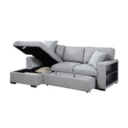 9630GY*2LC2R (2)Sectional with Left Chaise, Pull-out Bed, Hidden Storages and Shelves, Charging Ports - 9630GY*2LC2R