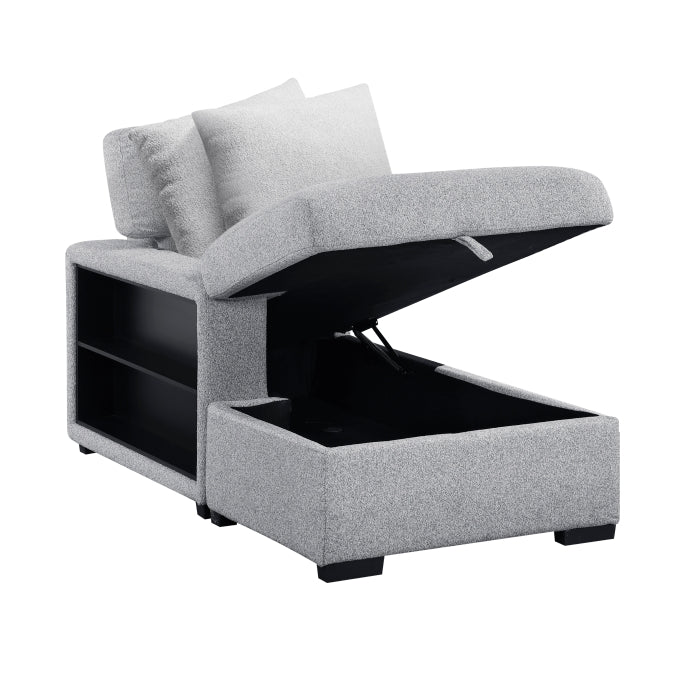 9630GY*2LC2R (2)Sectional with Left Chaise, Pull-out Bed, Hidden Storages and Shelves, Charging Ports - 9630GY*2LC2R