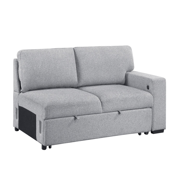 9630GY*2LC2R (2)Sectional with Left Chaise, Pull-out Bed, Hidden Storages and Shelves, Charging Ports - 9630GY*2LC2R
