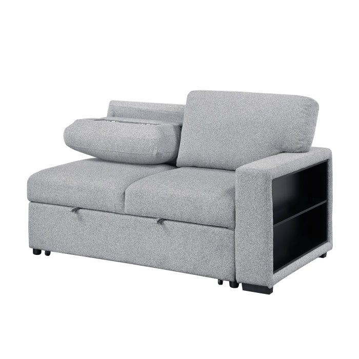 9630GY*2LC2R (2)Sectional with Left Chaise, Pull-out Bed, Hidden Storages and Shelves, Charging Ports - 9630GY*2LC2R
