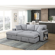 9630GY*2LC2R (2)Sectional with Left Chaise, Pull-out Bed, Hidden Storages and Shelves, Charging Ports - 9630GY*2LC2R