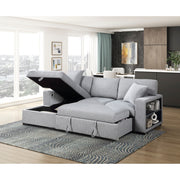 9630GY*2LC2R (2)Sectional with Left Chaise, Pull-out Bed, Hidden Storages and Shelves, Charging Ports - 9630GY*2LC2R