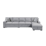 9630GY*32LRC (3)Sectional with Right Chaise, Pull-out Bed, Hidden Storages and Shelves, Charging Ports - 9630GY*32LRC