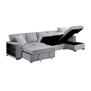 9630GY*32LRC (3)Sectional with Right Chaise, Pull-out Bed, Hidden Storages and Shelves, Charging Ports - 9630GY*32LRC