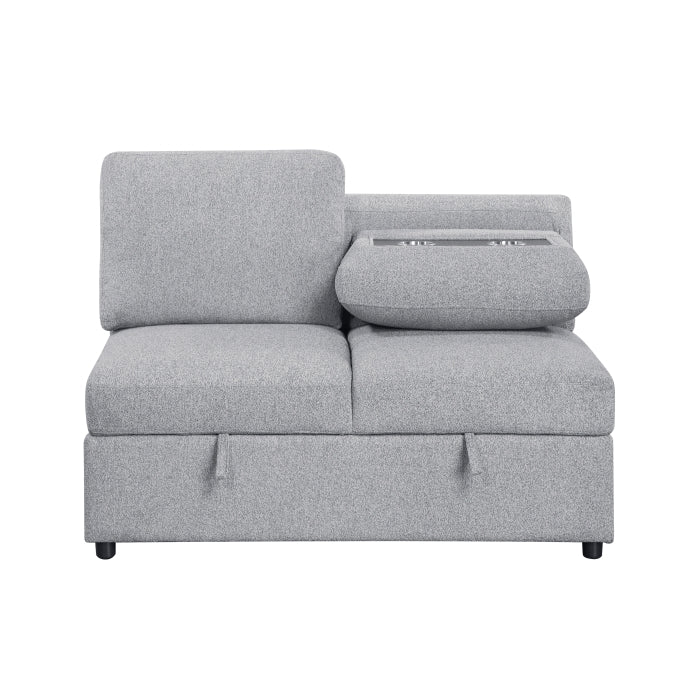 9630GY*32LRC (3)Sectional with Right Chaise, Pull-out Bed, Hidden Storages and Shelves, Charging Ports - 9630GY*32LRC
