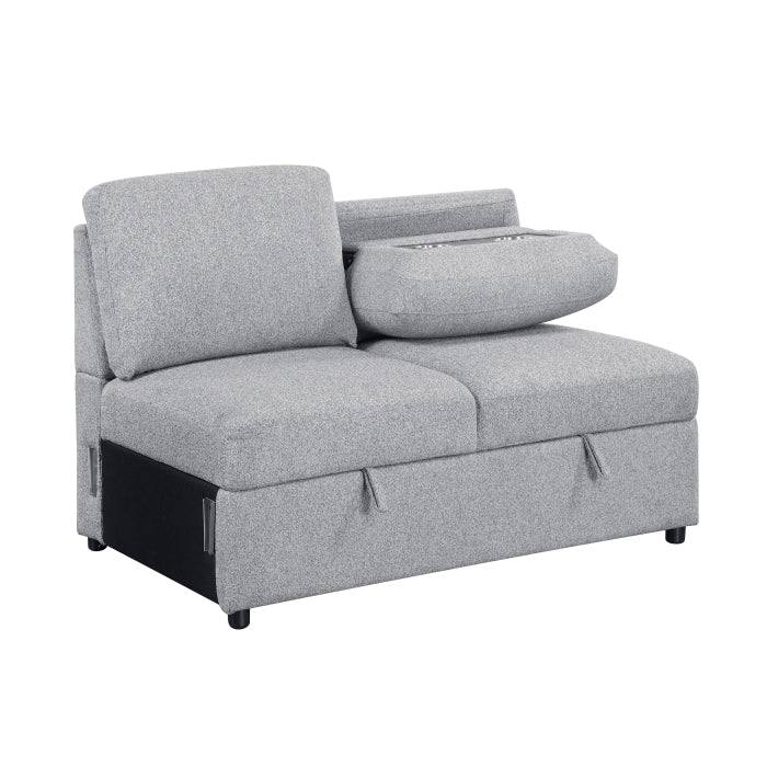 9630GY*32LRC (3)Sectional with Right Chaise, Pull-out Bed, Hidden Storages and Shelves, Charging Ports - 9630GY*32LRC