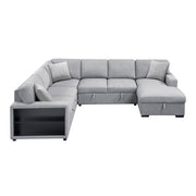 9630GY*42LRC (4)Sectional with Right Chaise, Pull-out Bed, Hidden Storages and Shelves, Charging Ports - 9630GY*42LRC