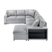 9630GY*42LRC (4)Sectional with Right Chaise, Pull-out Bed, Hidden Storages and Shelves, Charging Ports - 9630GY*42LRC