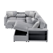 9630GY*42LRC (4)Sectional with Right Chaise, Pull-out Bed, Hidden Storages and Shelves, Charging Ports - 9630GY*42LRC