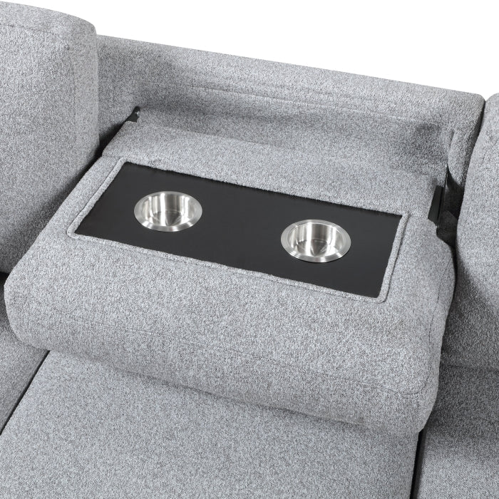 9630GY*42LRC (4)Sectional with Right Chaise, Pull-out Bed, Hidden Storages and Shelves, Charging Ports - 9630GY*42LRC