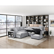 9630GY*42LRC (4)Sectional with Right Chaise, Pull-out Bed, Hidden Storages and Shelves, Charging Ports - 9630GY*42LRC