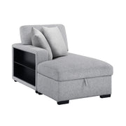 9630GY*4LC2R (4)Sectional with Left Chaise, Pull-out Bed, Hidden Storages  and Shelves, Charging Ports - 9630GY*4LC2R