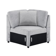 9630GY*4LC2R (4)Sectional with Left Chaise, Pull-out Bed, Hidden Storages  and Shelves, Charging Ports - 9630GY*4LC2R