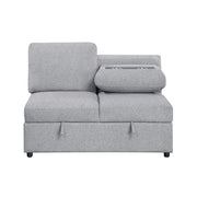 9630GY*4LC2R (4)Sectional with Left Chaise, Pull-out Bed, Hidden Storages  and Shelves, Charging Ports - 9630GY*4LC2R
