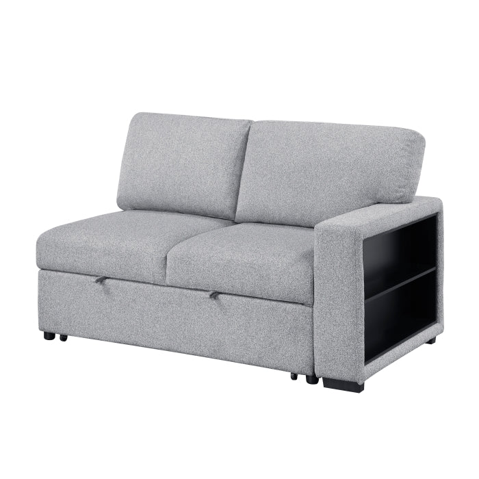 9630GY*4LC2R (4)Sectional with Left Chaise, Pull-out Bed, Hidden Storages  and Shelves, Charging Ports - 9630GY*4LC2R