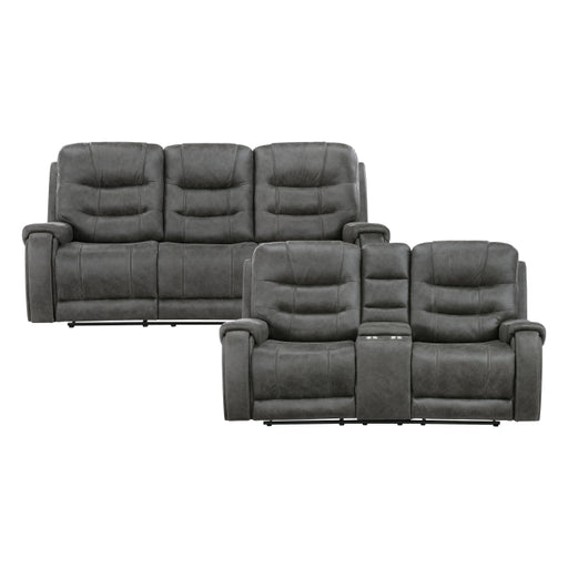 9634DGY*2 2pc Set: Sofa, Love - 9634DGY*2